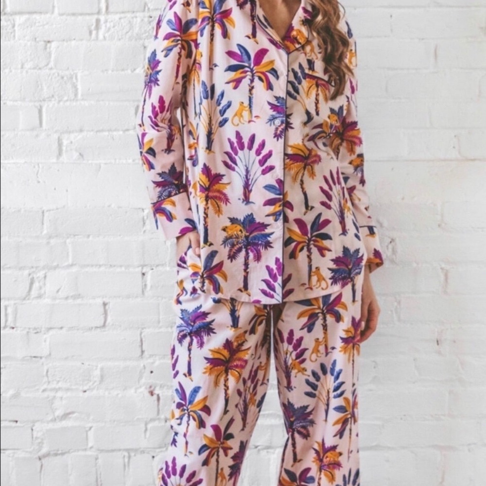 Printfresh Monkey Business Pajama Pants Womens M Purple Pink Lounge